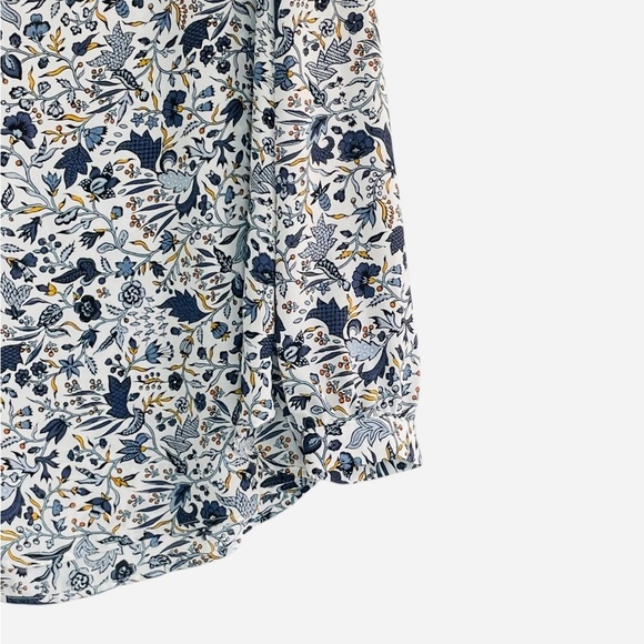 Loft Floral Vine Shirttail Blouse, Blue & Yellow floral top, size L - Picture 6 of 13